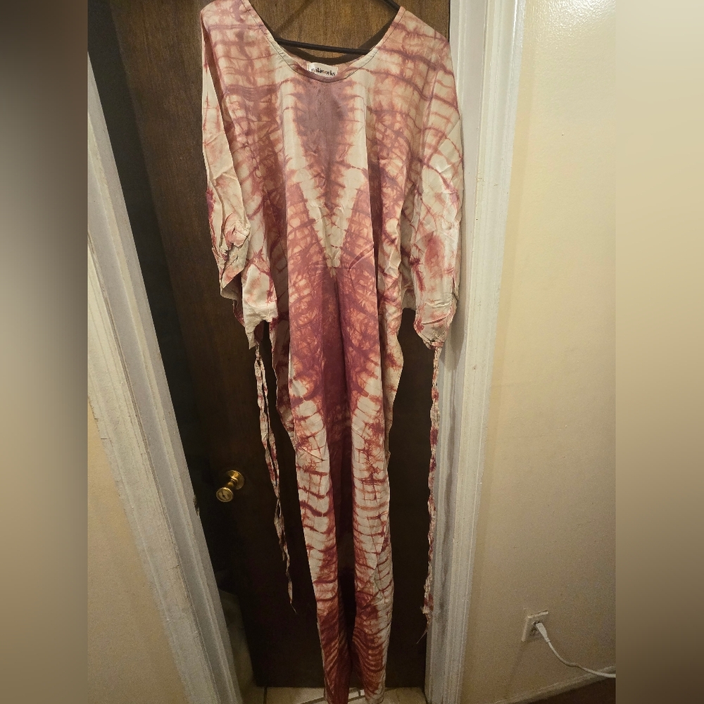 Nigerian Tie Dye Adire Silk Bubu Kaftan Dress
